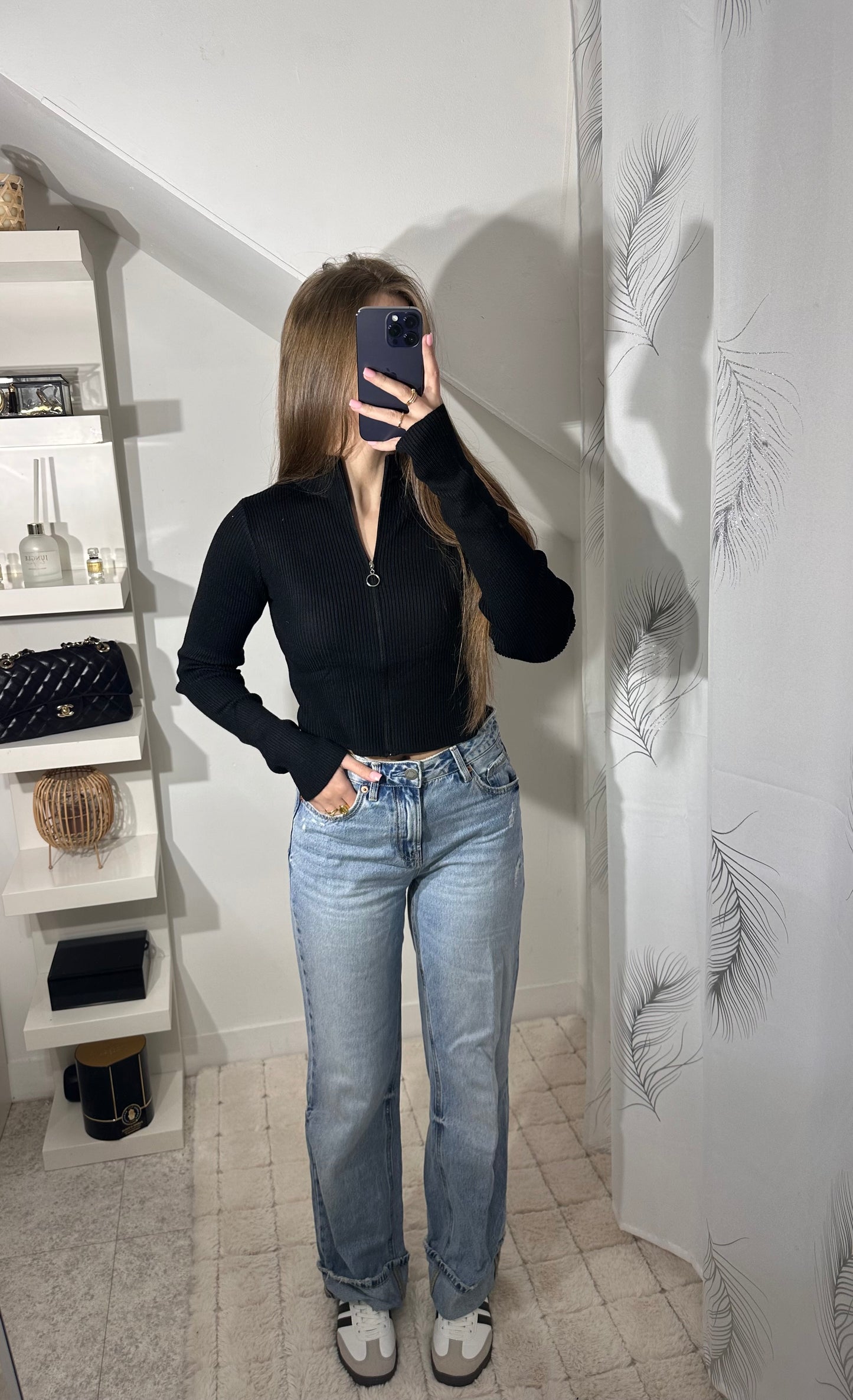 Haut a zip noir
