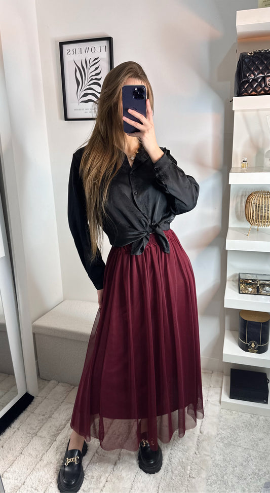Chemise satin noir
