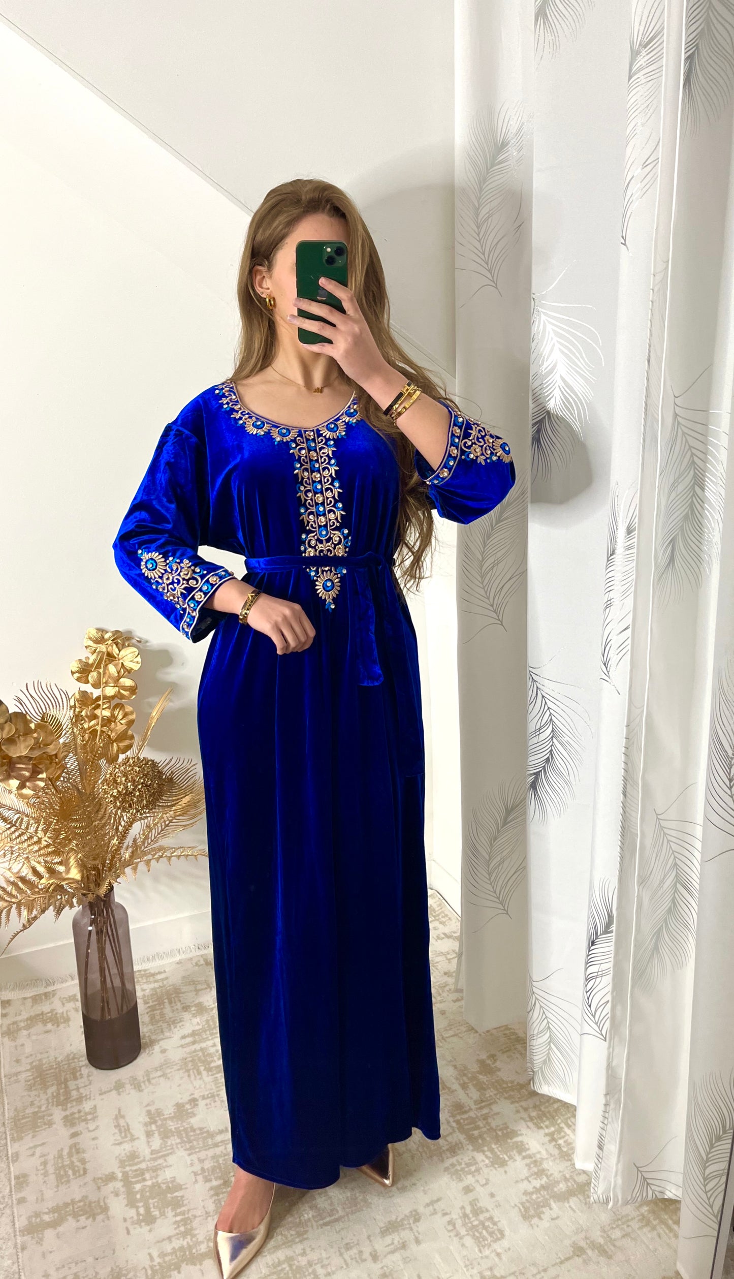 Caftan perlé bleu