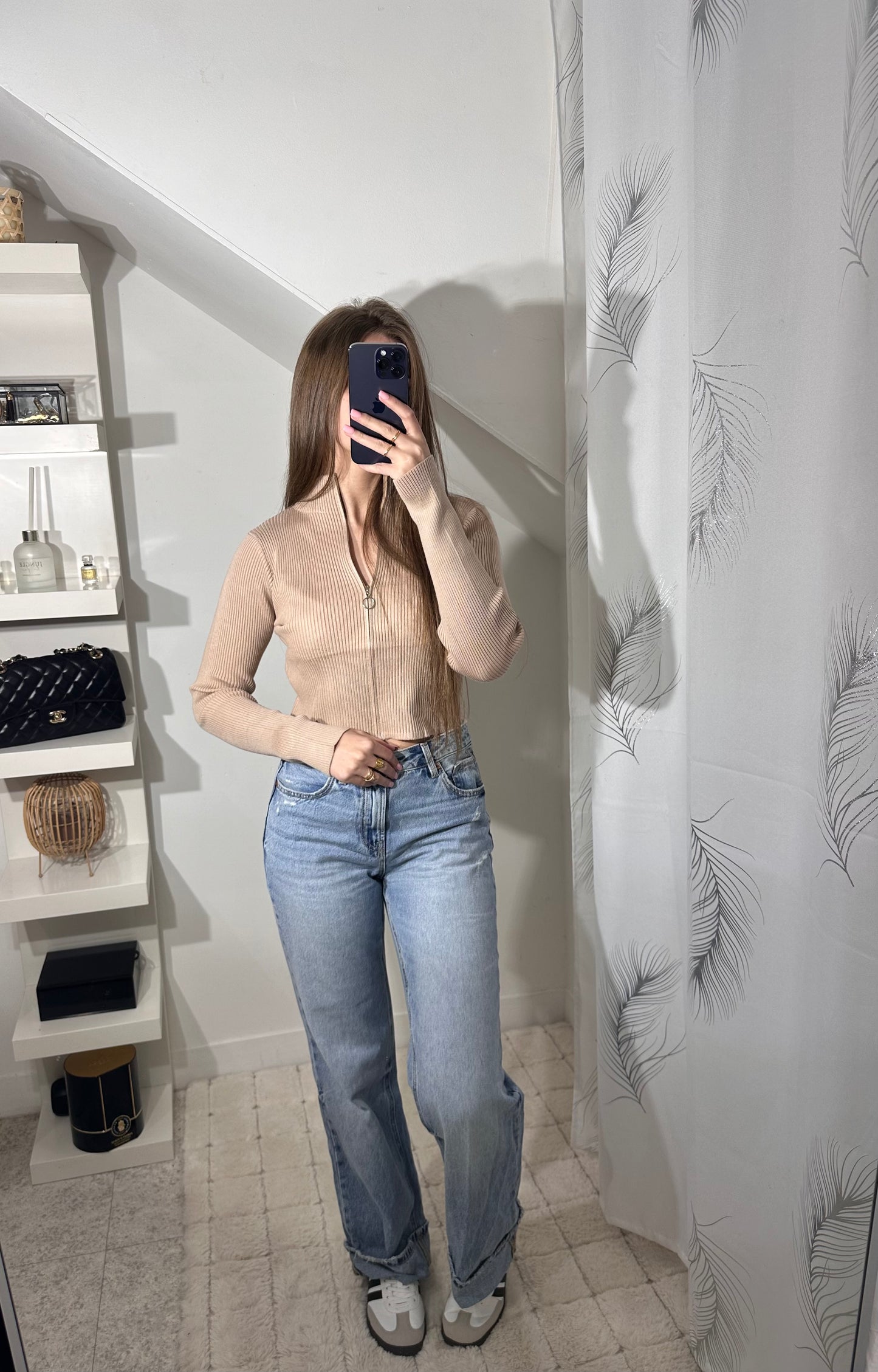 Haut a zip beige